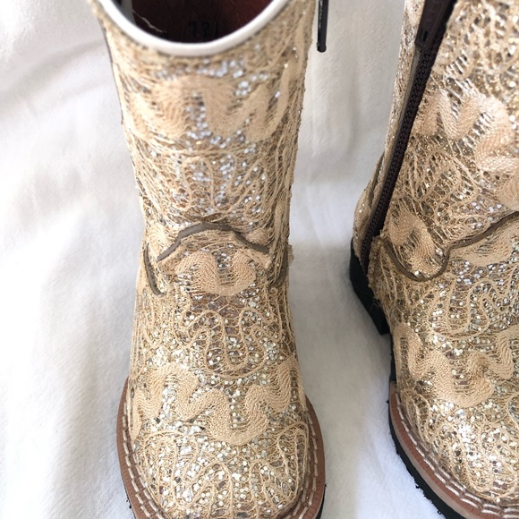 Tanner Mark Infant/Toddler Boot in Gold Glitter Size 4 - Picture 5 of 6